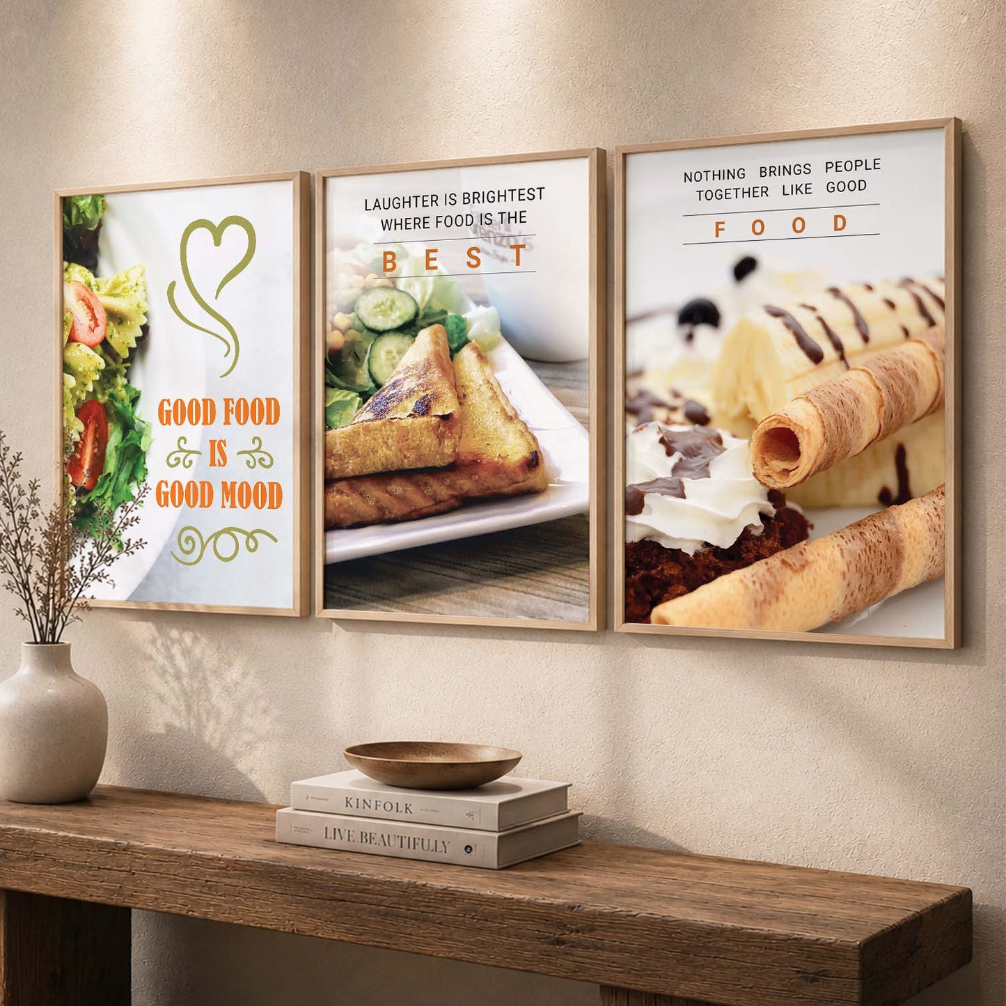 Kitchen Quotes Framed Wall Posters with Frame for Restaurant Bar Wall Decor