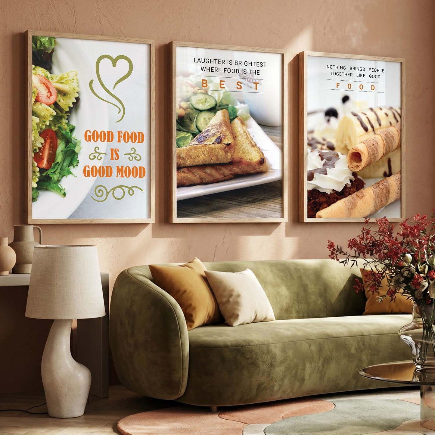 Kitchen Quotes Framed Wall Posters with Frame for Restaurant Bar Wall Decor