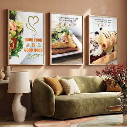 Kitchen Quotes Framed Wall Posters with Frame for Restaurant Bar Wall Decor