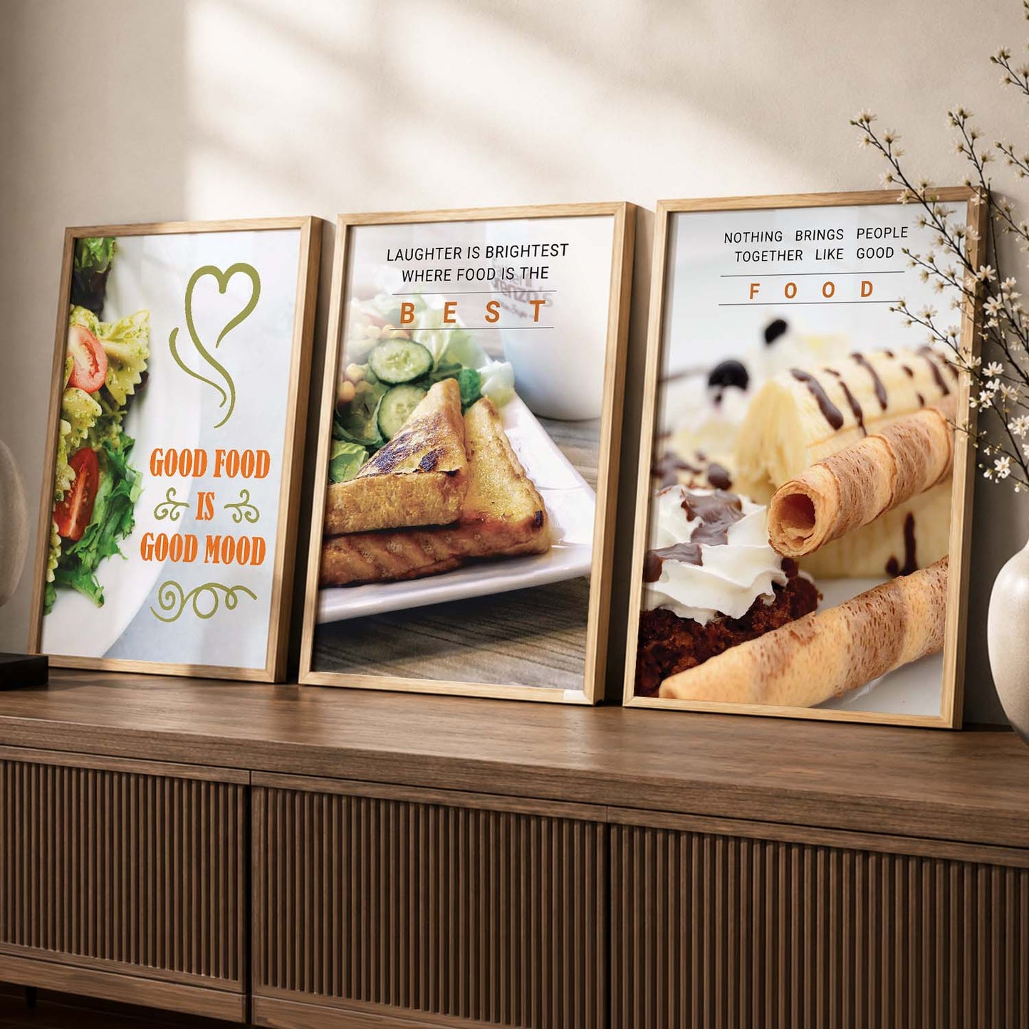 Kitchen Quotes Framed Wall Posters with Frame for Restaurant Bar Wall Decor