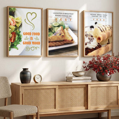 Kitchen Quotes Framed Wall Posters with Frame for Restaurant Bar Wall Decor