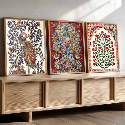 Madhubani  Wall  Art Paintings for Living Room - Wall Poster With frames