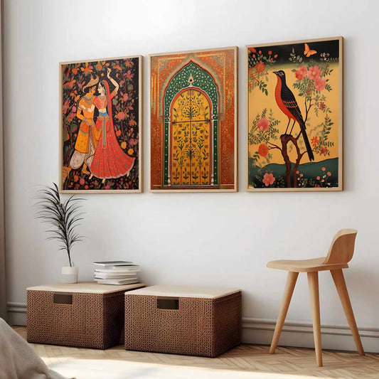 Madhubani Wall  Art Paintings for Living Room - Wall Poster With frames