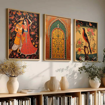 Madhubani Wall  Art Paintings for Living Room - Wall Poster With frames