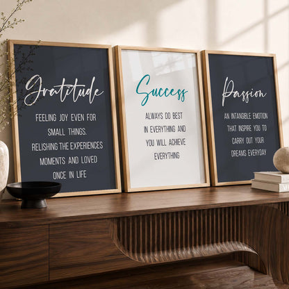 Madhubani Modern Motivational Quotes Wall Art Set of 3 Framed Prints