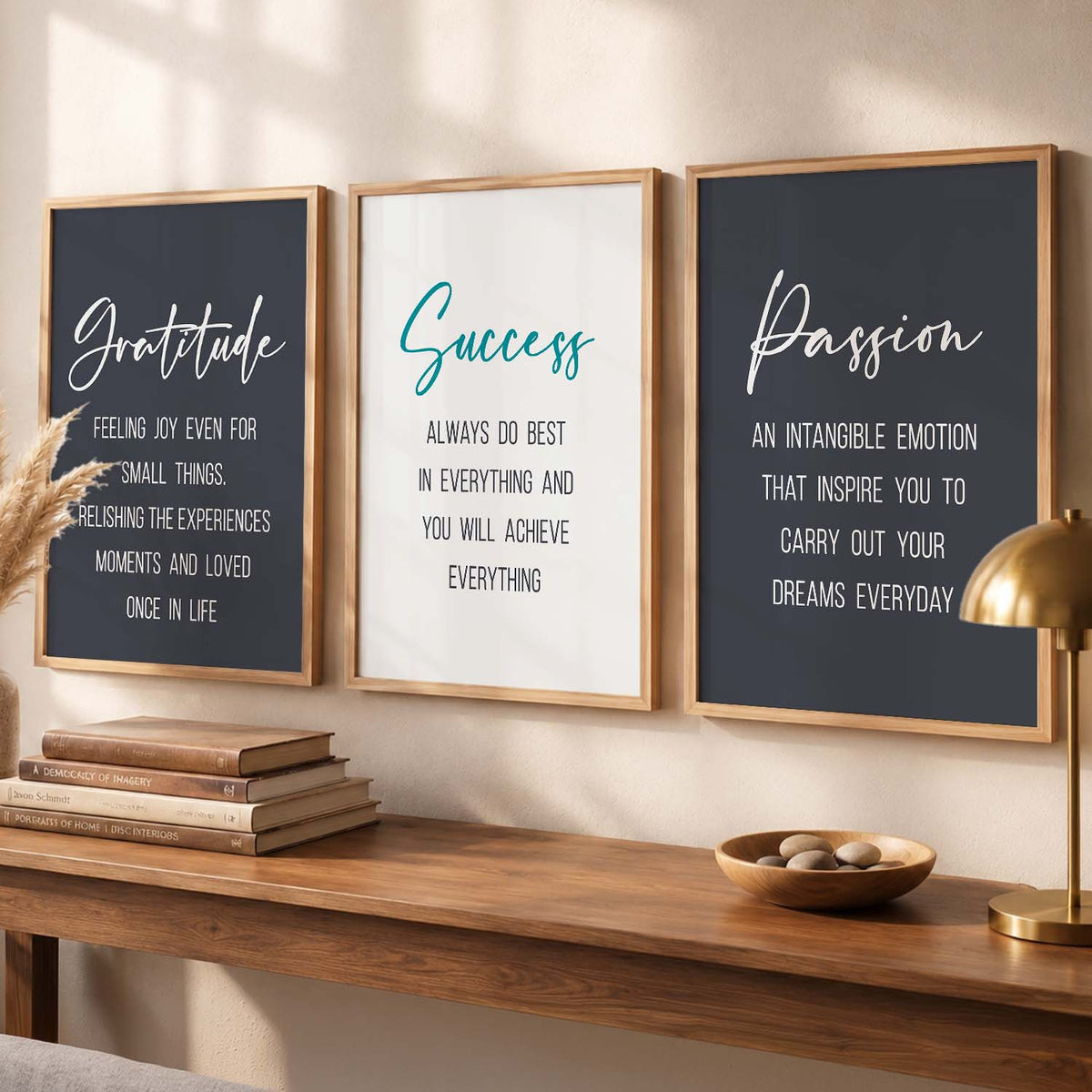 Madhubani Modern Motivational Quotes Wall Art Set of 3 Framed Prints
