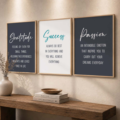 Madhubani Modern Motivational Quotes Wall Art Set of 3 Framed Prints