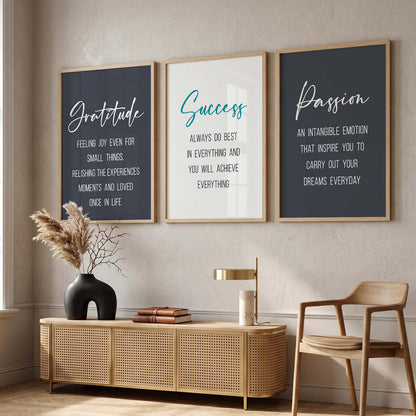 Madhubani Modern Motivational Quotes Wall Art Set of 3 Framed Prints