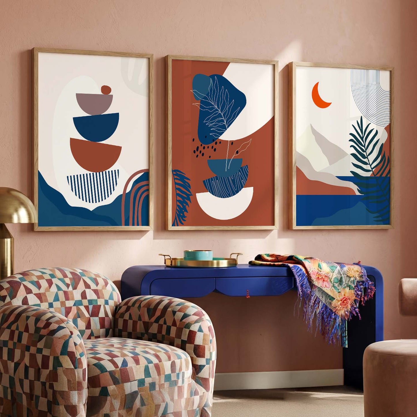 Boho Wall Art Paintings for Living Room - Wall Poster With frames