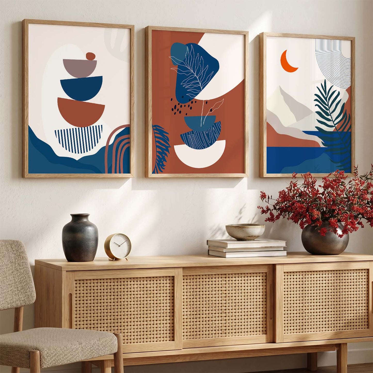 Boho Wall Art Paintings for Living Room - Wall Poster With frames