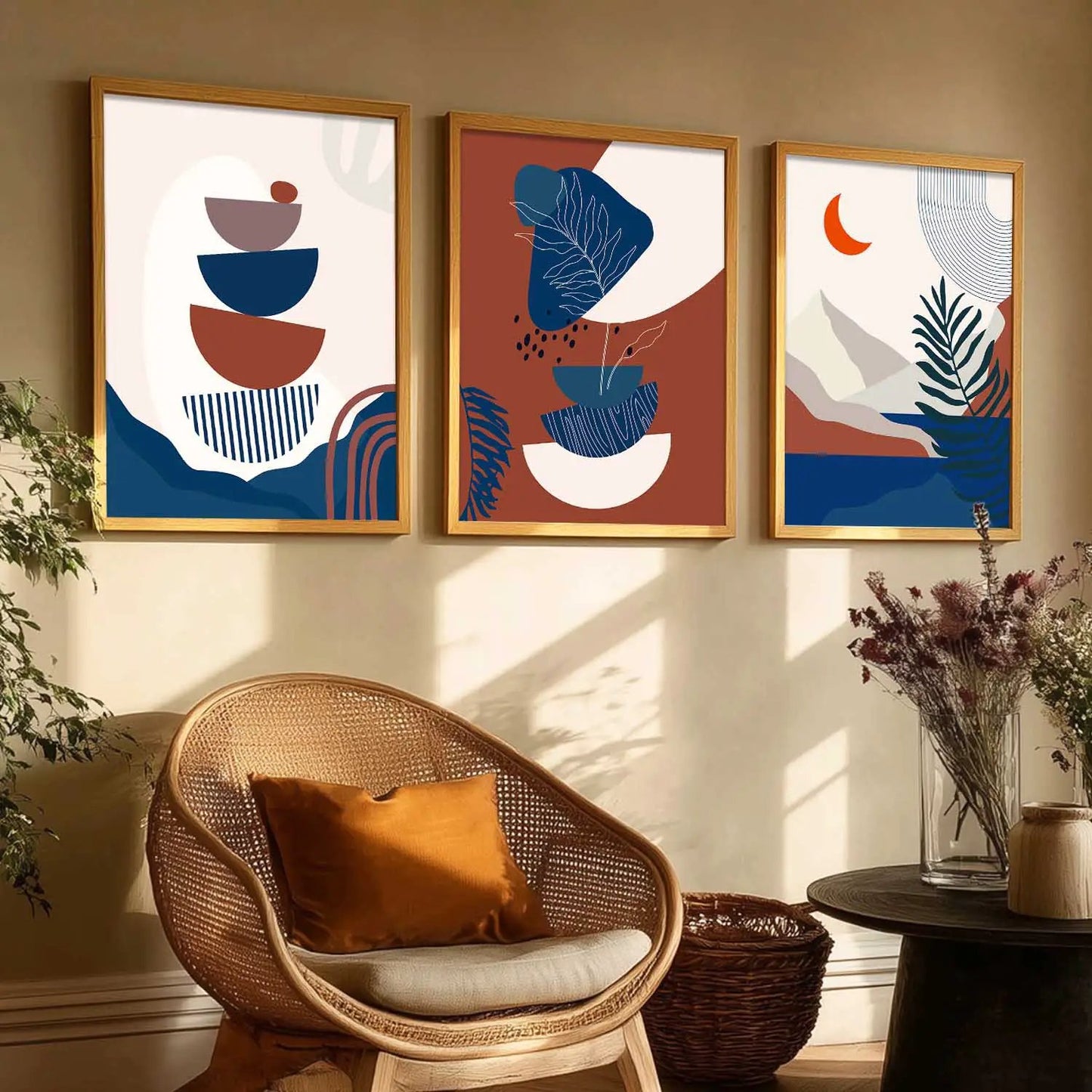 Boho Wall Art Paintings for Living Room - Wall Poster With frames