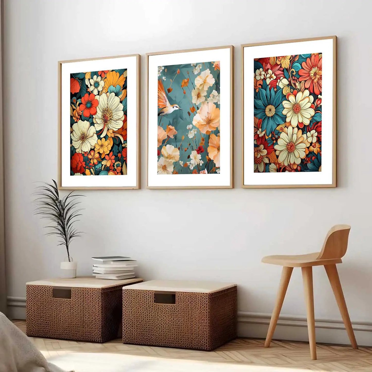 Floral   Wall  Art Paintings for Living Room - Wall Poster With frames