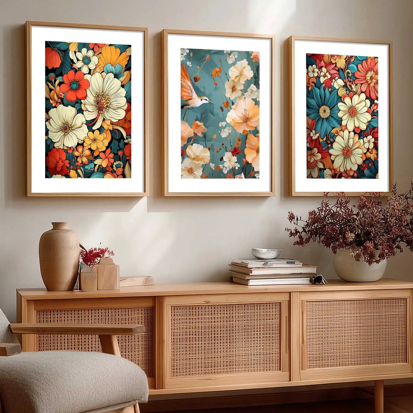 Floral   Wall  Art Paintings for Living Room - Wall Poster With frames