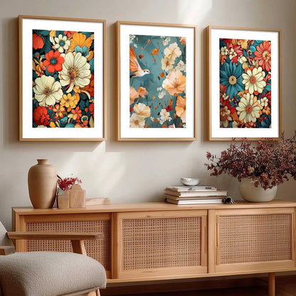 Floral   Wall  Art Paintings for Living Room - Wall Poster With frames
