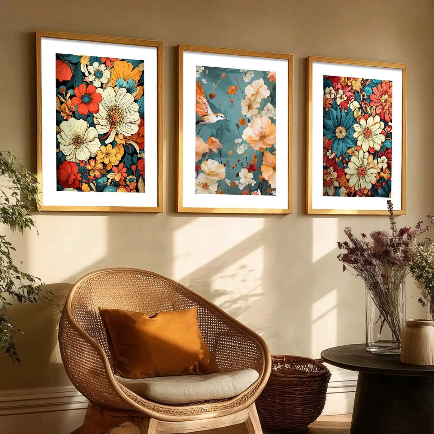 Floral   Wall  Art Paintings for Living Room - Wall Poster With frames