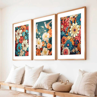 Floral  Wall  Art Paintings for Living Room - Wall Poster With frames