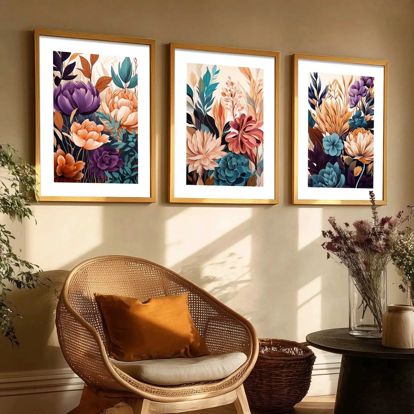 Floral   Wall  Art Paintings for Living Room - Wall Poster With frames