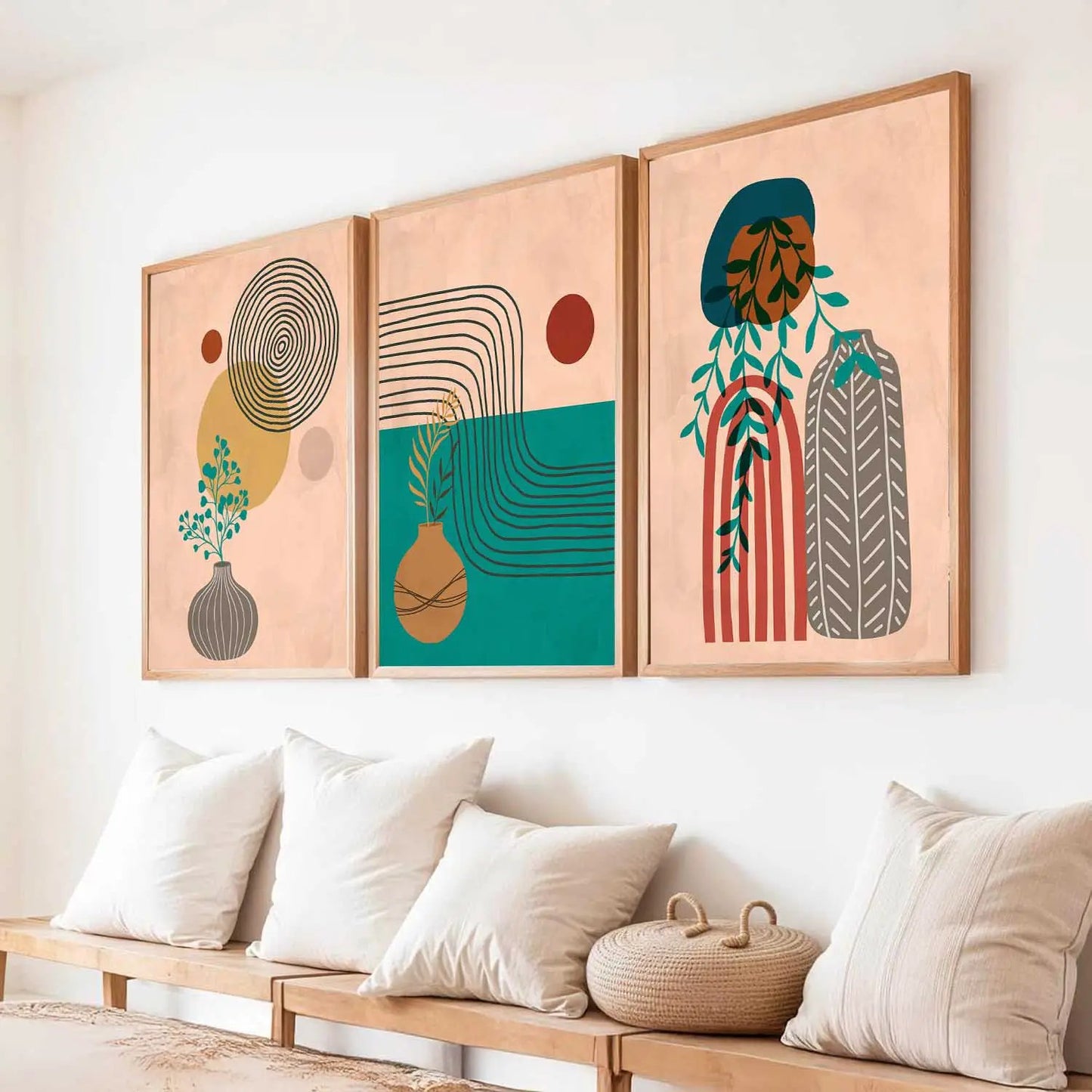 Boho Wall Art Paintings for Living Room - Wall Poster With frames