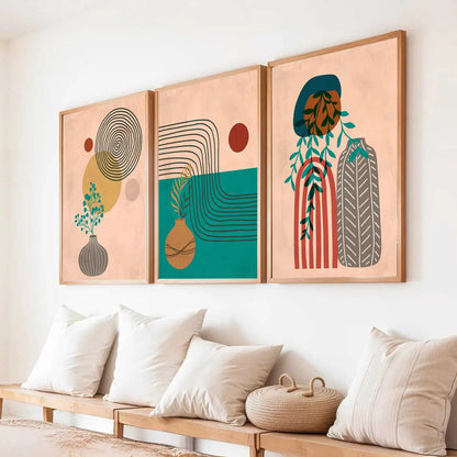 Boho Wall Art Paintings for Living Room - Wall Poster With frames