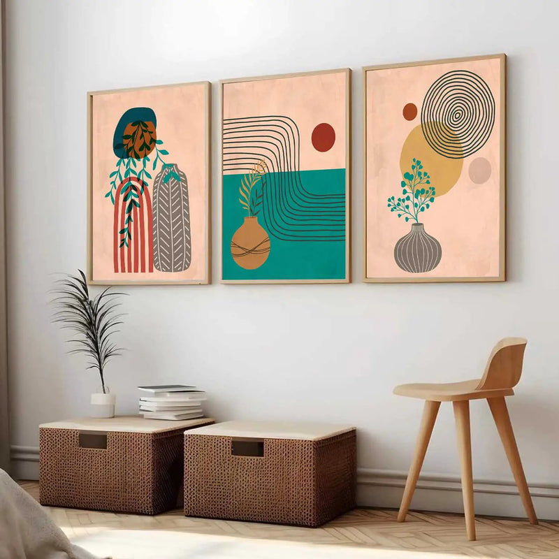 Boho Wall Art Paintings for Living Room - Wall Poster With frames