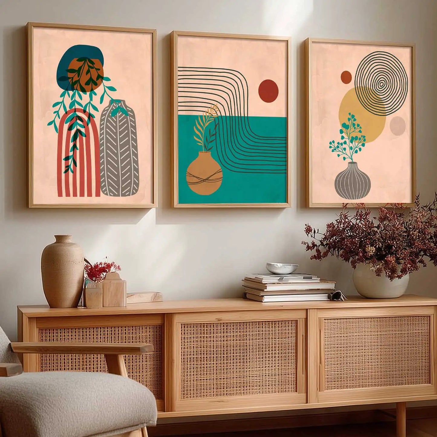 Boho Wall Art Paintings for Living Room - Wall Poster With frames