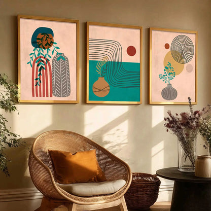 Boho Wall Art Paintings for Living Room - Wall Poster With frames