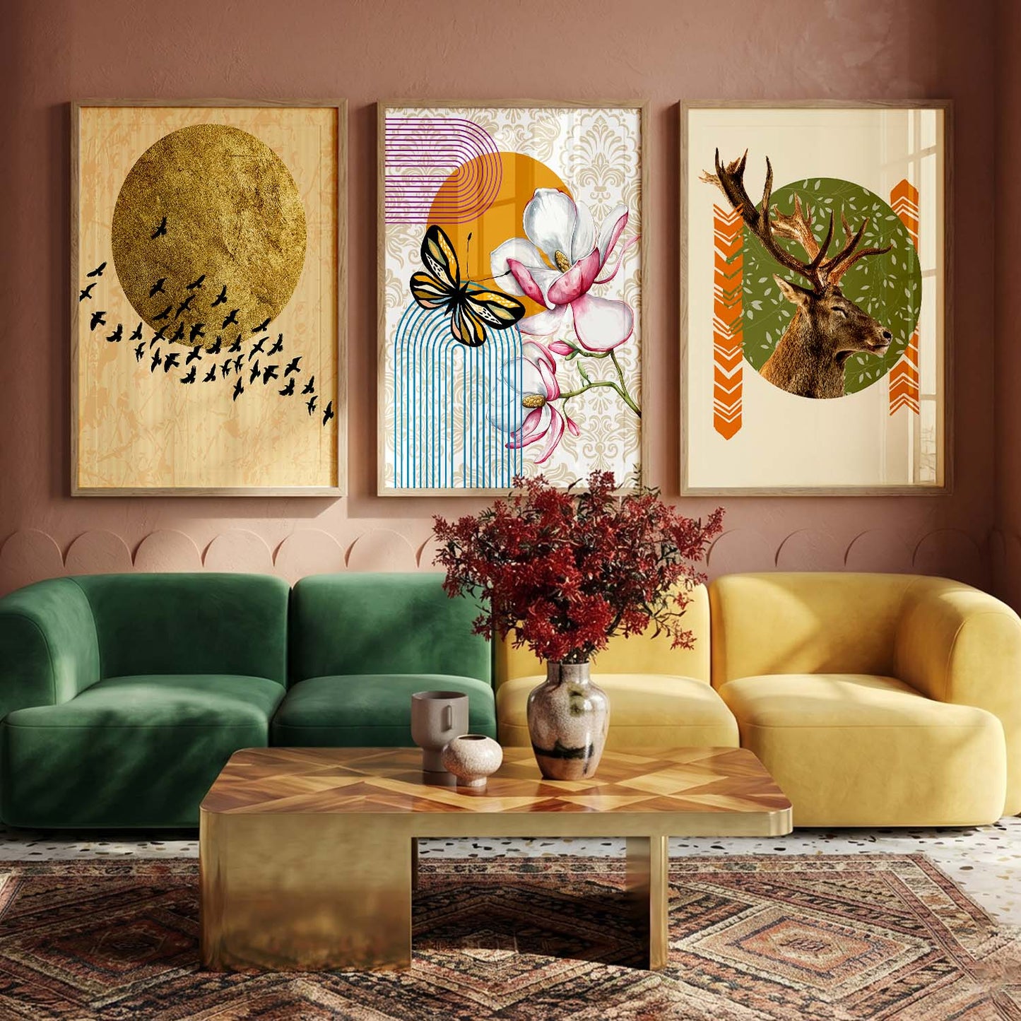 Modern Abstract Framed Prints for Living Room Wall Decor