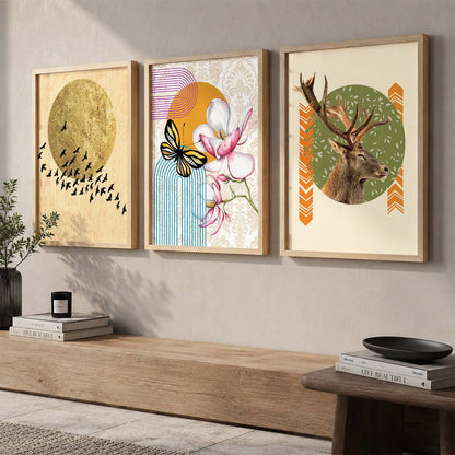 Modern Abstract Framed Prints for Living Room Wall Decor