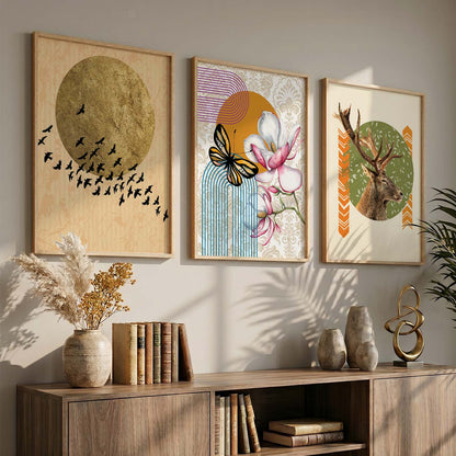 Modern Abstract Framed Prints for Living Room Wall Decor