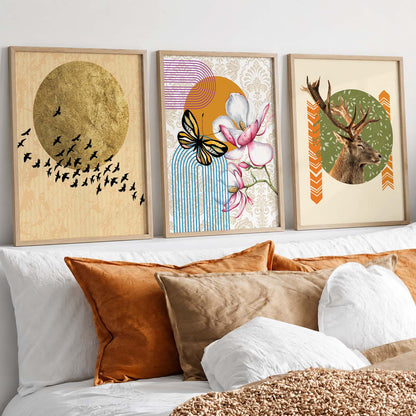 Modern Abstract Framed Prints for Living Room Wall Decor