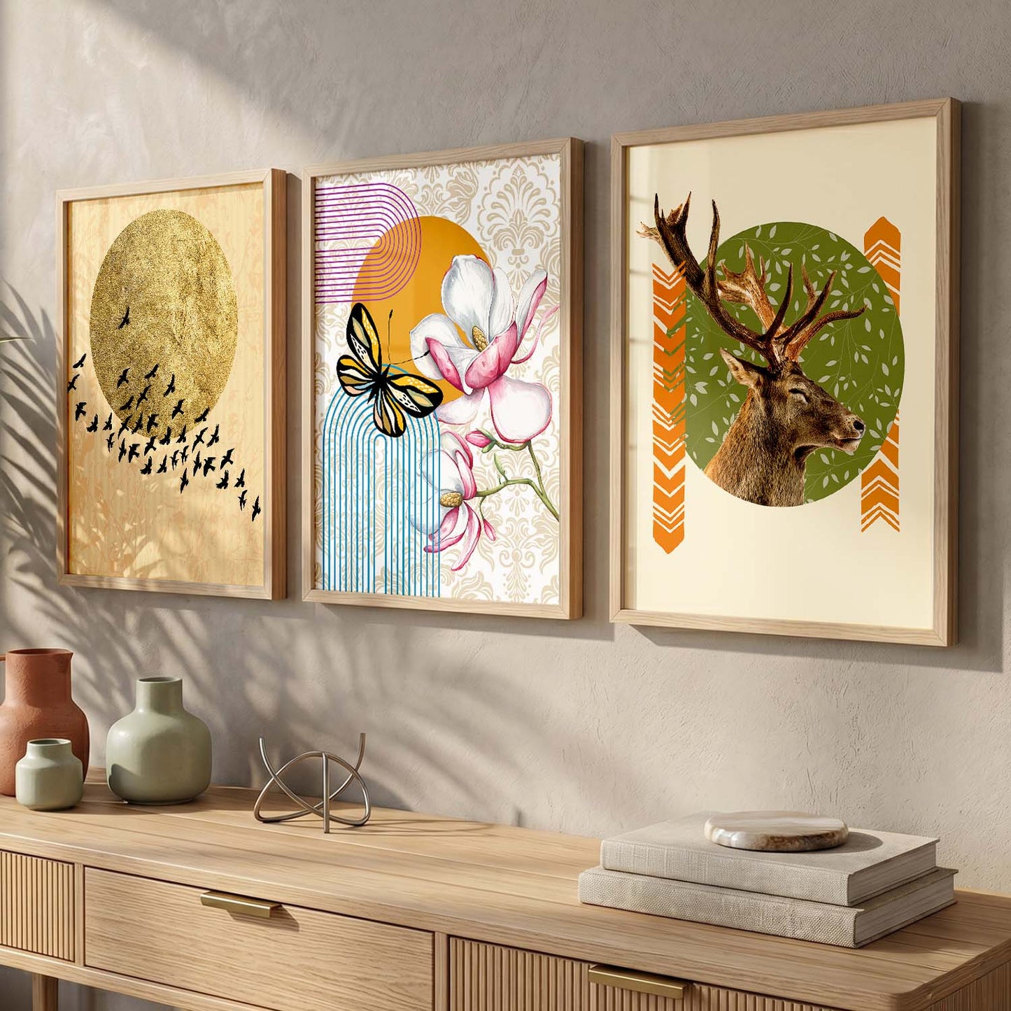 Modern Abstract Framed Prints for Living Room Wall Decor