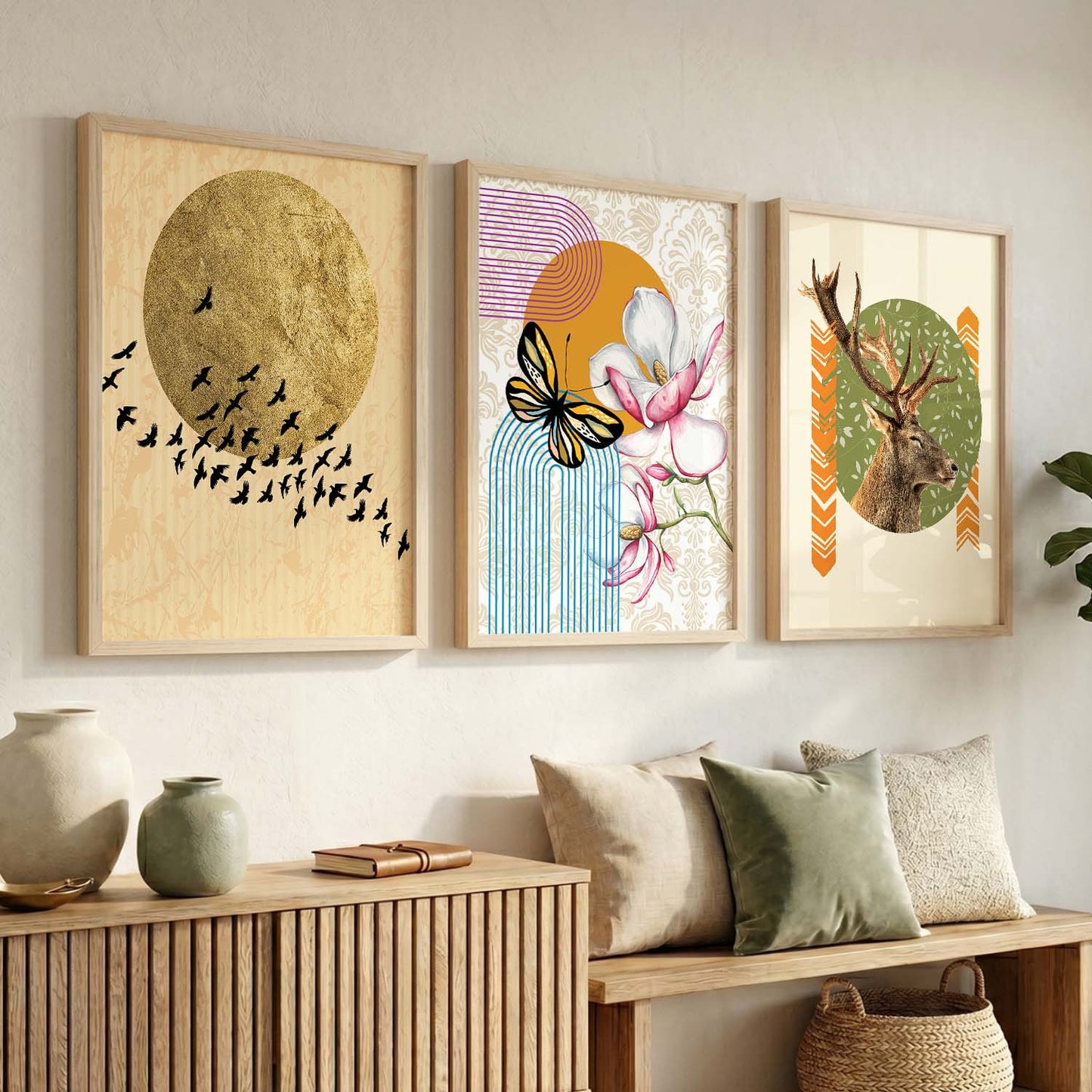 Modern Abstract Framed Prints for Living Room Wall Decor