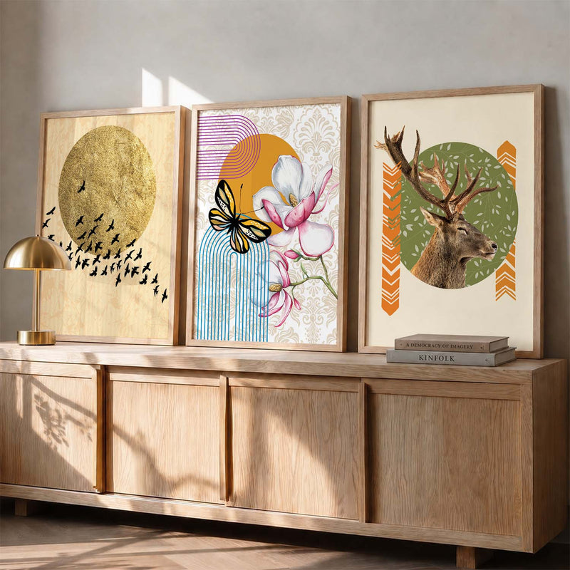 Modern Abstract Framed Prints for Living Room Wall Decor