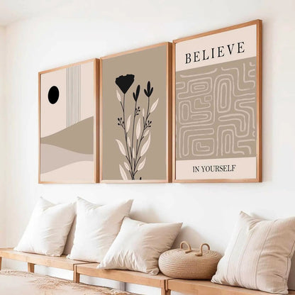 Boho   Wall  Art Paintings for Living Room - Wall Poster With frames