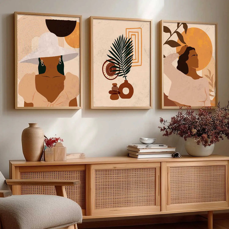 Boho Wall Art Paintings for Living Room - Wall Poster With frames