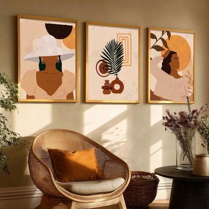 Boho Wall Art Paintings for Living Room - Wall Poster With frames