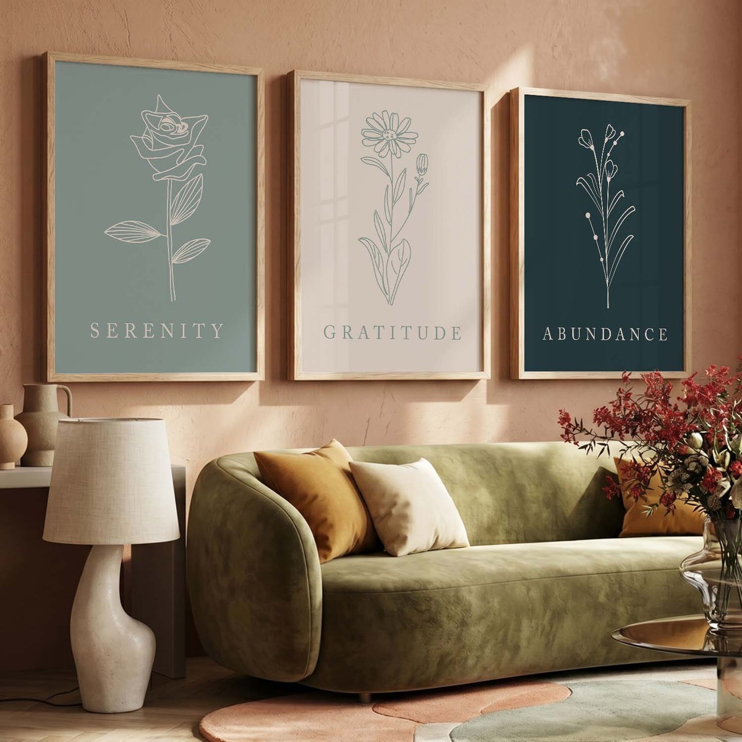 Floral   Wall  Art Paintings for Living Room - Wall Poster With frames