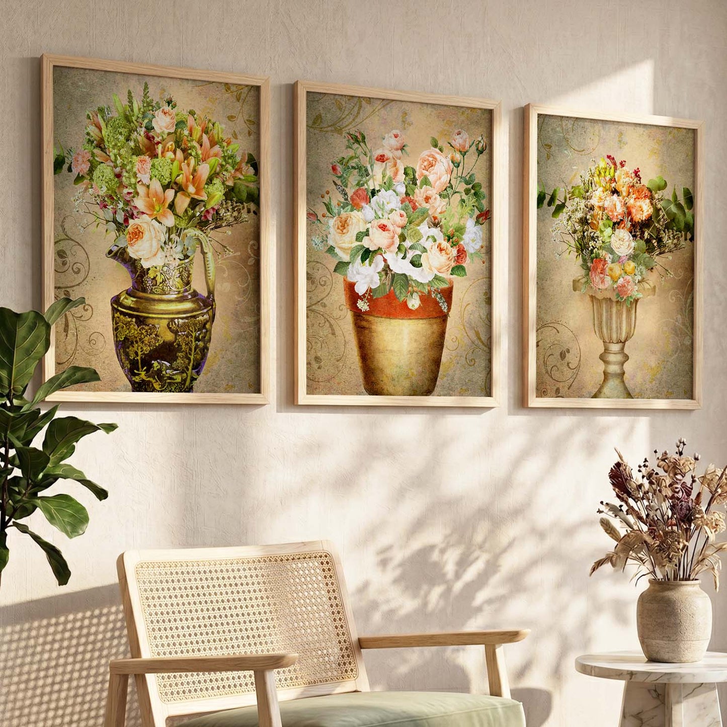 Floral Freedom - Floral Theme Abstract Art Prints for Bedroom Decor