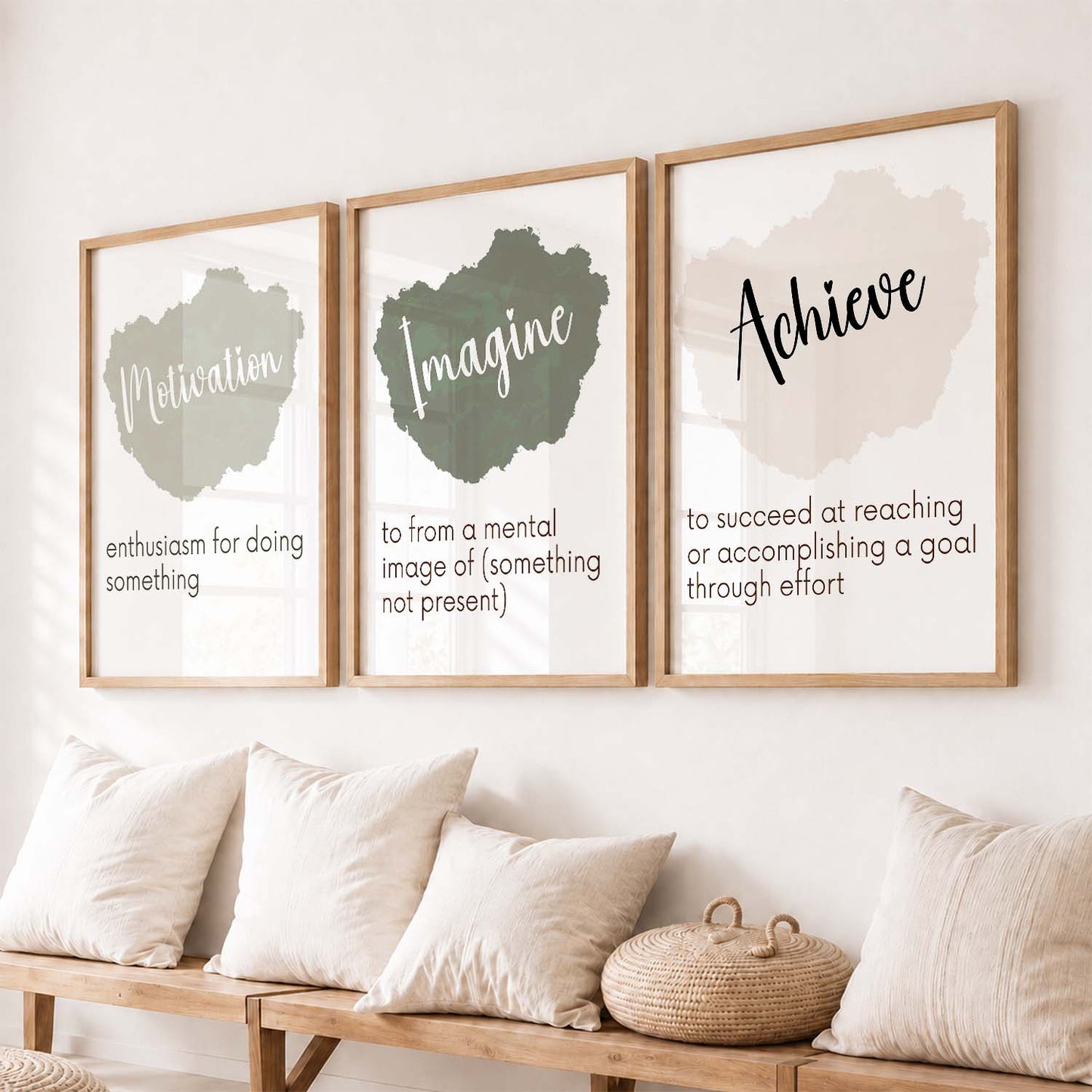 Modern Office Motivational Quotes Wall Art Set of 3 Framed Prints