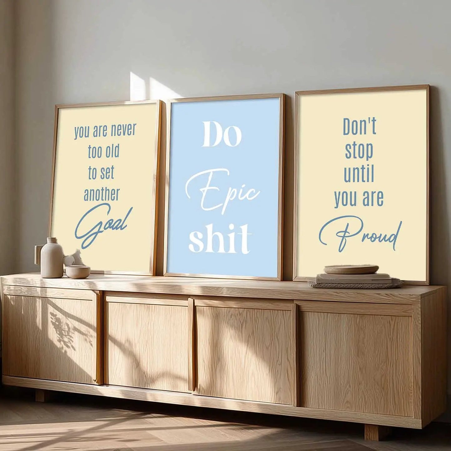 Dream Big Modern Typography Motivational Quotes Wall Art Set of 3 Framed Prints