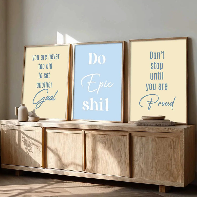 Dream Big Modern Typography Motivational Quotes Wall Art Set of 3 Framed Prints