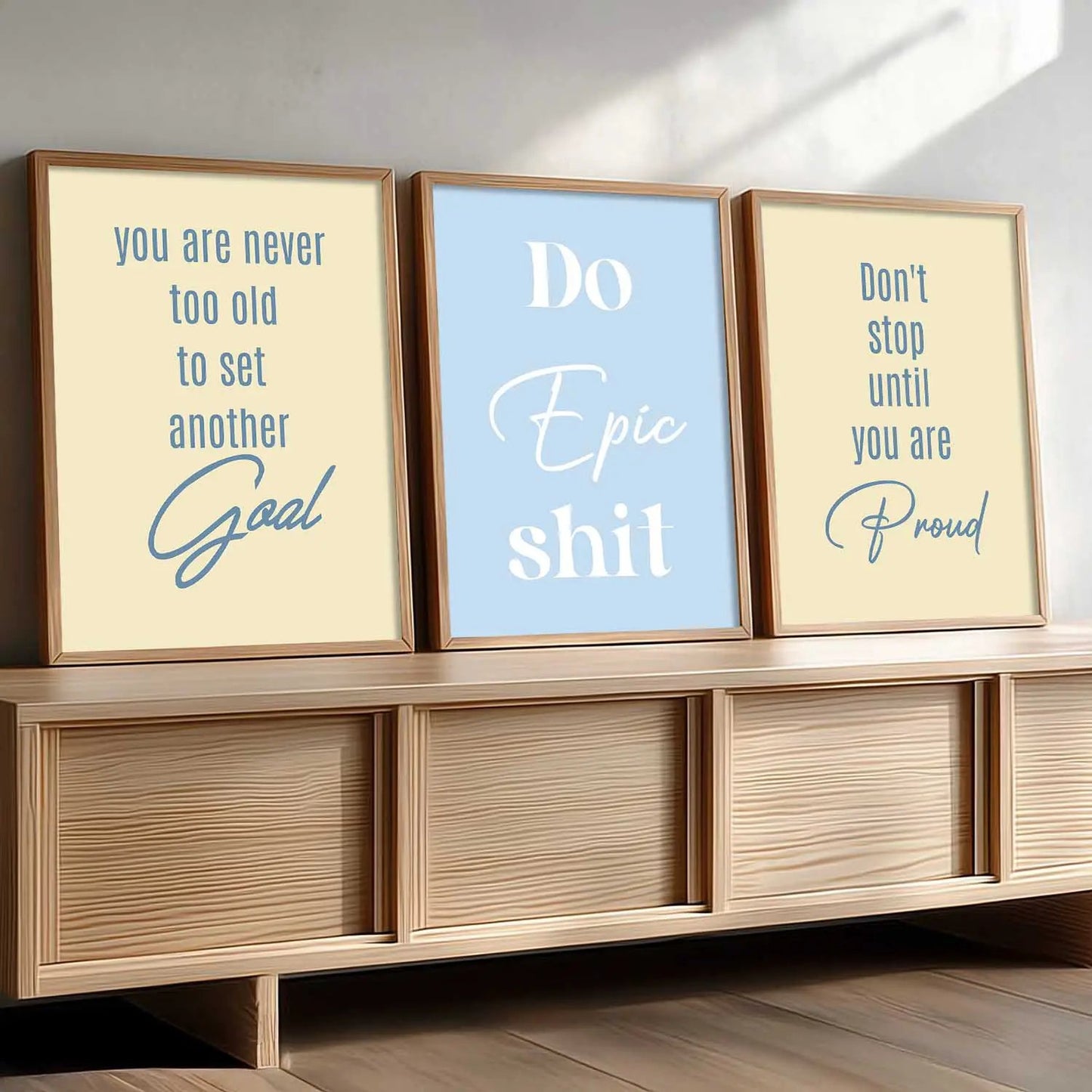 Dream Big Modern Typography Motivational Quotes Wall Art Set of 3 Framed Prints