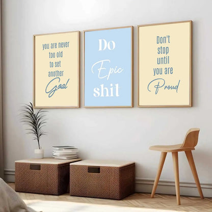 Dream Big Modern Typography Motivational Quotes Wall Art Set of 3 Framed Prints