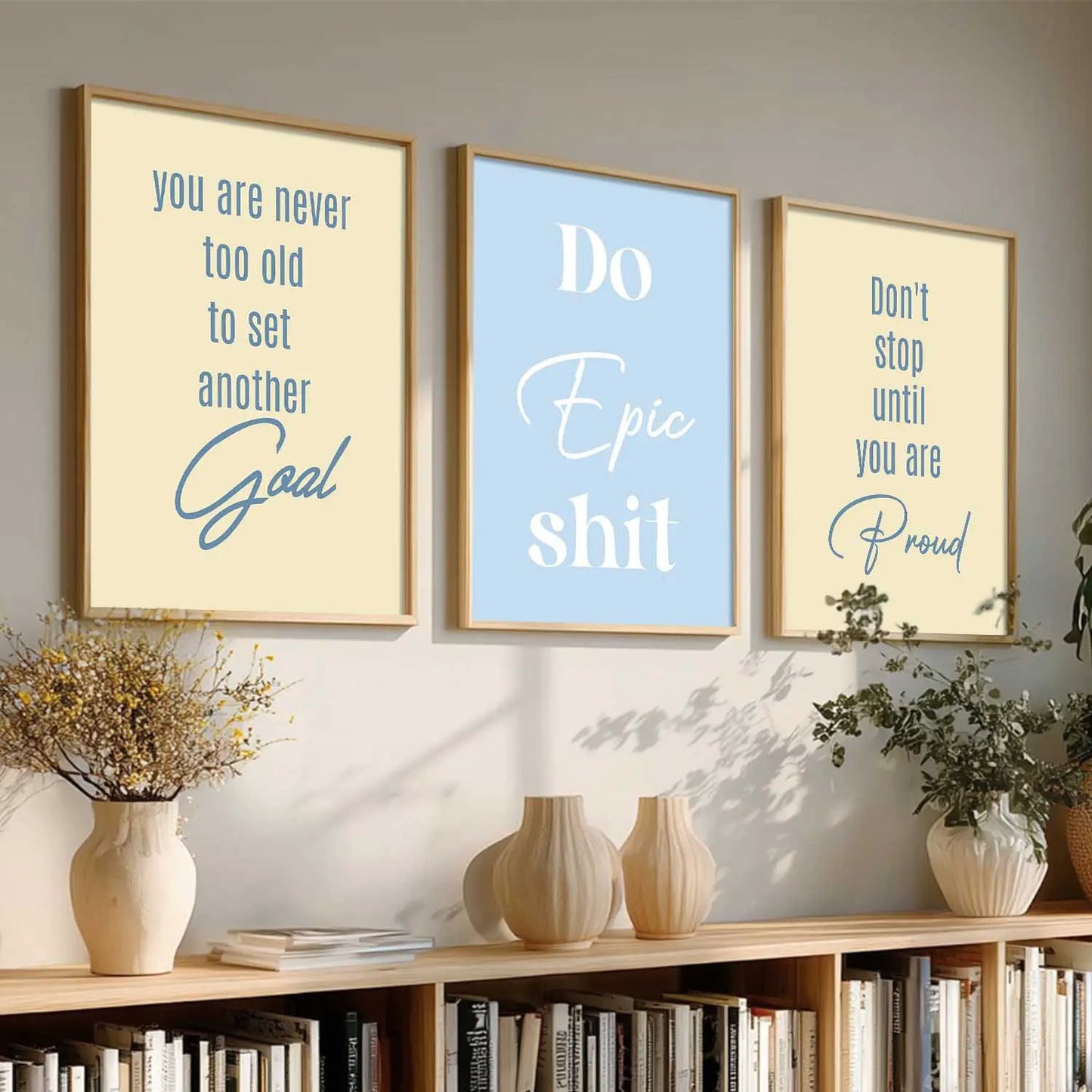 Dream Big Modern Typography Motivational Quotes Wall Art Set of 3 Framed Prints