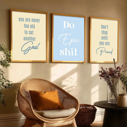 Dream Big Modern Typography Motivational Quotes Wall Art Set of 3 Framed Prints
