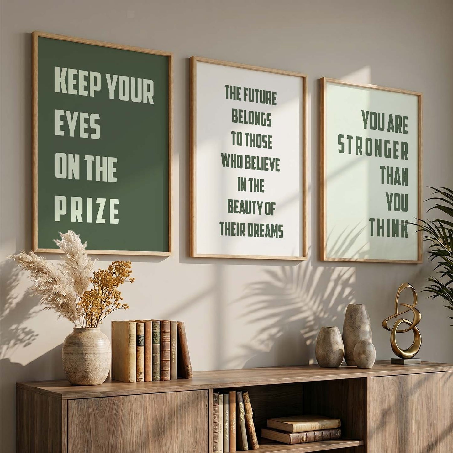 Self Belief Modern Typography Motivational Quotes Wall Art Set of 3 Framed Prints