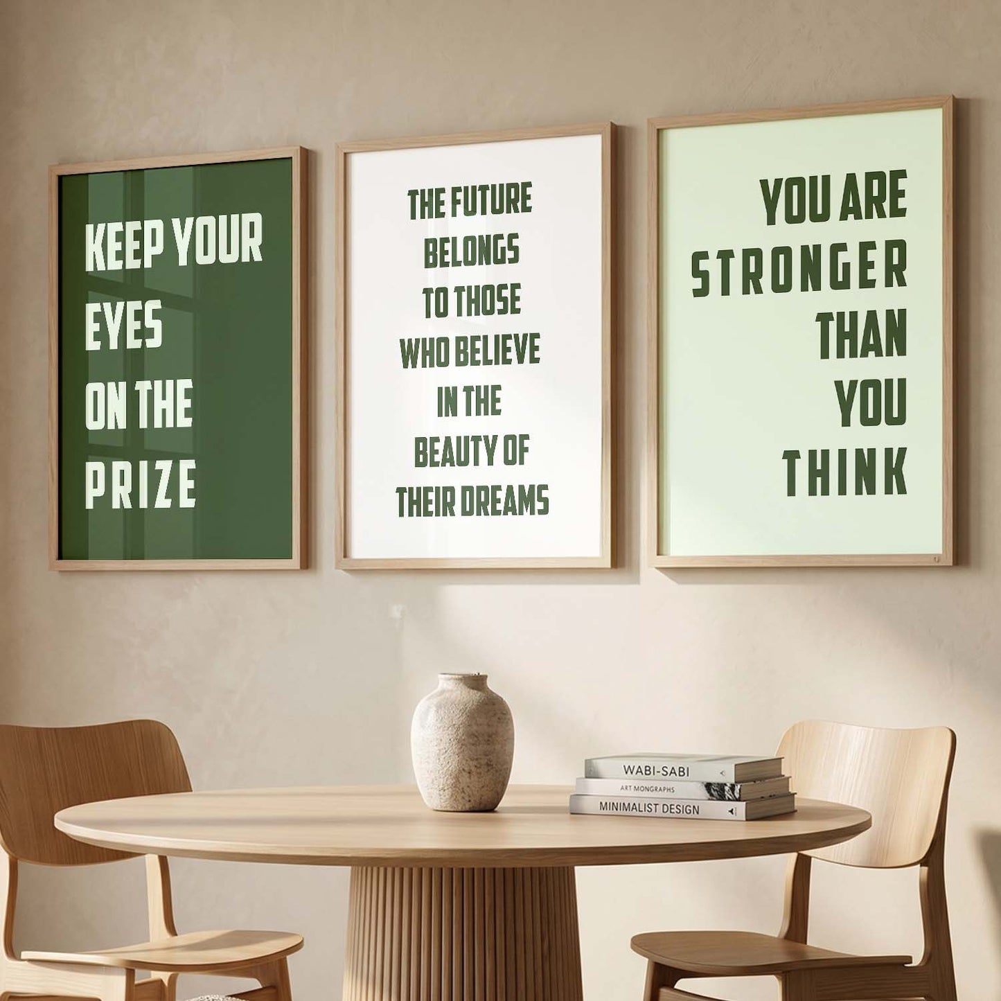 Self Belief Modern Typography Motivational Quotes Wall Art Set of 3 Framed Prints