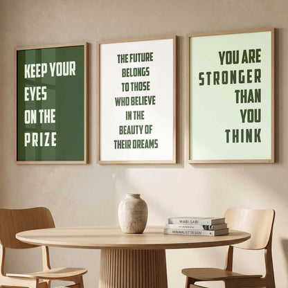 Self Belief Modern Typography Motivational Quotes Wall Art Set of 3 Framed Prints