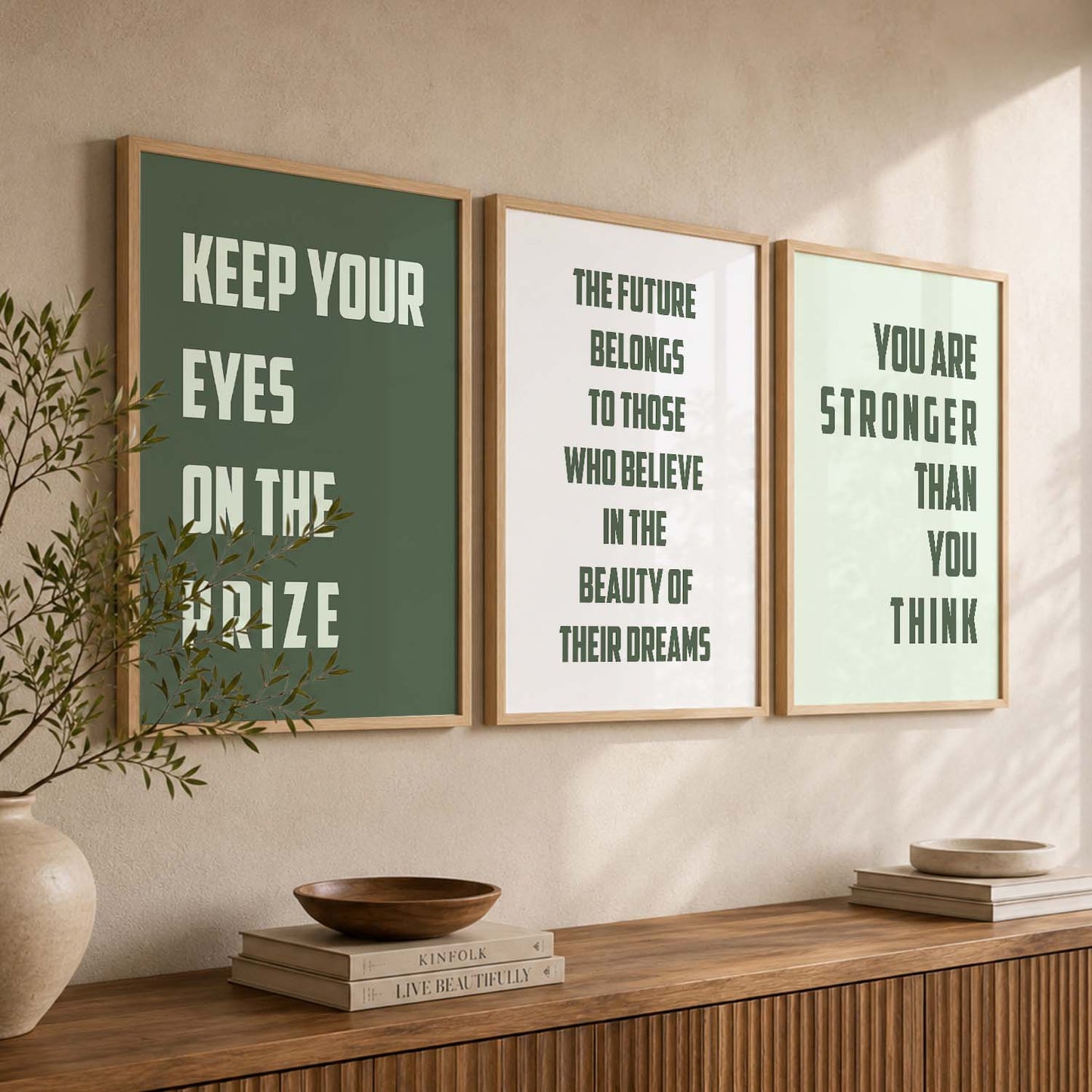 Self Belief Modern Typography Motivational Quotes Wall Art Set of 3 Framed Prints