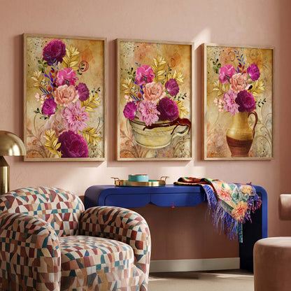 Framed Floral Fever - Contemporary Floral Theme Framed Wall Art